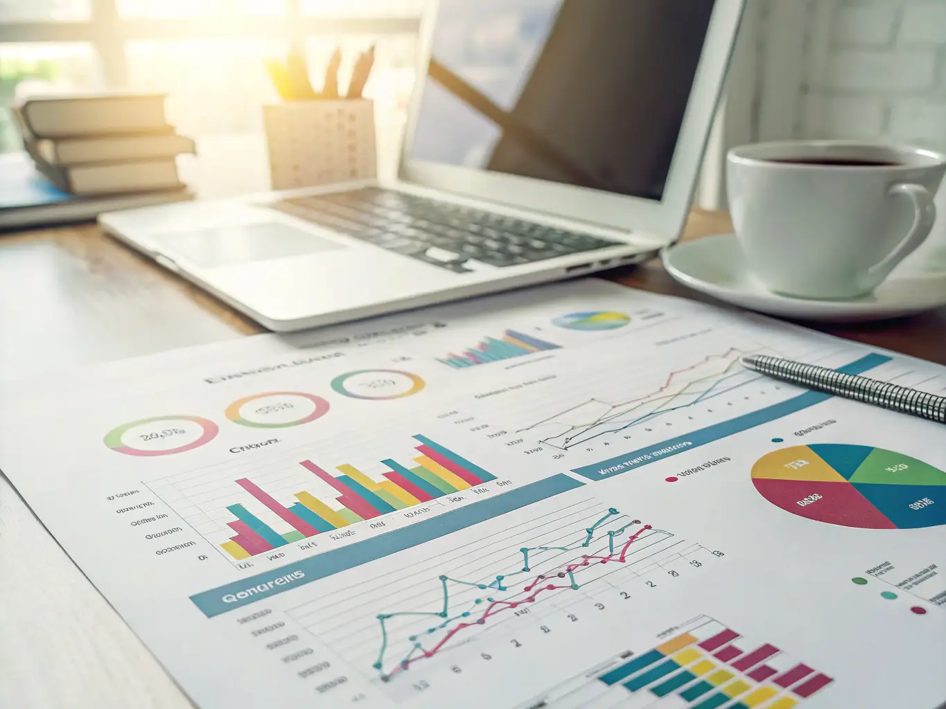 An image depicting a detailed project report with financial charts and graphs, symbolizing the comprehensive analysis provided by Manish Gugliya & Company.