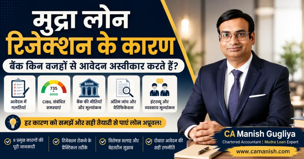 मुद्रा लोन रिजेक्शन के कारण – बैंक किन वजहों से आवेदन अस्वीकार करते हैं? | CA Manish Gugliya